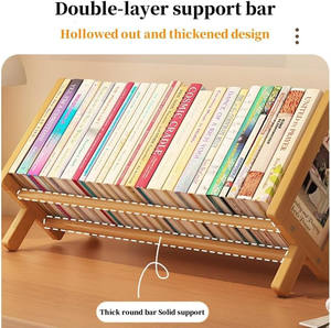 Estantería clásica de bambú sólido organizador de estante de escritorio Mini estantería de madera inclinable estantería para oficina en casa - Product Image 2