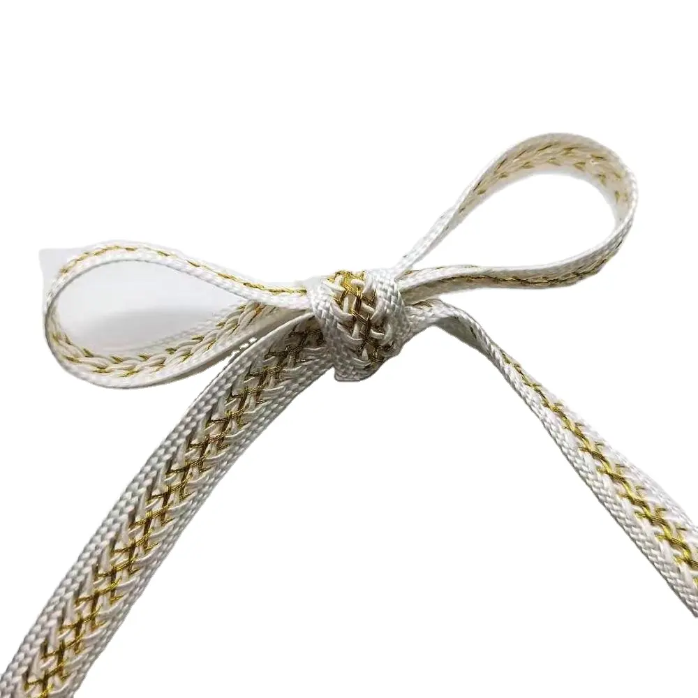 Cá nhân phổ biến trang trí dệt vải shining vàng silk bện ràng buộc băng 10mm
