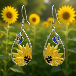 E4856 Pendientes de flor de dos tonos, chapados en plata, aleación de zinc, joyería de moda para mujer, regalo - Product Image 2