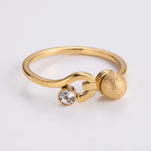 golden supplier jewelry waterproof stainless steel 18k gold plated engagement wedding ring for women