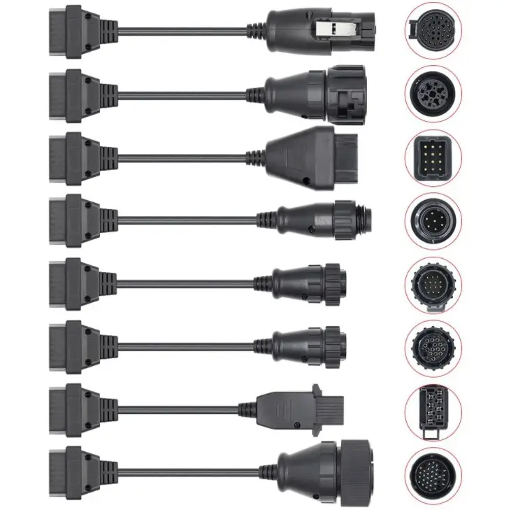 Penjualan Laris 8 Buah Set Penuh Truk Kabel Diagnostik untuk DS150E Truk Kabel Konektor OBD2 OBD II untuk Alat Diagnosa Mobil CDP