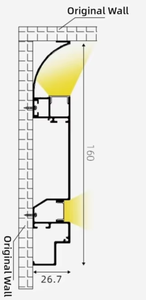 SDWK806A <span class=keywords><strong>Corniche</strong></span> Moulure Led Coving pour Plafonds Décor Voile Cadres Canal En Aluminium avec Double Éclairage <span class=keywords><strong>Indirect</strong></span> - Product Image 3