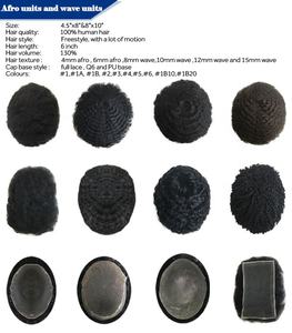 4Mm 6Mm 8Mm 10Mm 12Mm 15Mm 20Mm Zwitserse Kant Unit Vervangende Producten Zwart menselijk Haar Wave Kinky Afro Krullend Mannetjes Mannen Toupet - Product Image 2