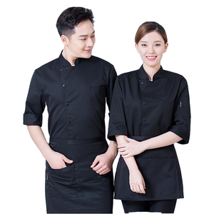Uniformes <span class=keywords><strong>de</strong></span> Restaurante y Bar con Logotipo Personalizado al por Mayor, Camiseta <span class=keywords><strong>de</strong></span> Trabajo para Chef, <span class=keywords><strong>de</strong></span> Manga Corta y Larga, Mezcla <span class=keywords><strong>de</strong></span> Poliéster/Algodón, para Hombre - Product Image 1