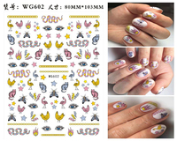 Nouveau noir français Dragon serpent ongles autocollants 3D Cool squelette fleurs coeur impression conception adhésif curseurs manucure ongles décalcomanies