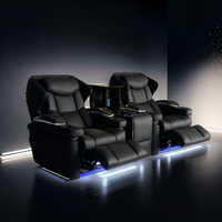 Cuir noir VIP meubles de théâtre de première classe intérieur de maison villa studio médias inclinable chaise maison cinéma luxe inclinables