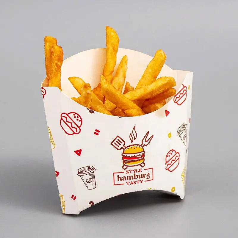 Boîtes d'emballage de haute qualité en papier kraft à emporter jetables avec logo personnalisé pour restauration rapide aux croustilles frites
