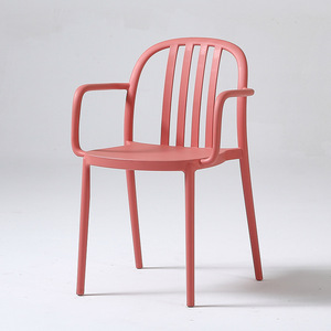 Sedie Impilabili Promozionali per Adulti in Plastica PP con Braccioli, Semplici ed Economiche, per Giardino ed Esterni, con Schienale a Righe - Product Image 4