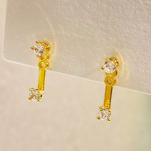 Wholesale Factory Direct Detachable Double Use Fashion Jewelry Women 18K Gold Plated Single Round Cz Zirconia <b>Stud</b> <b>Earring</b> - Product Image 1