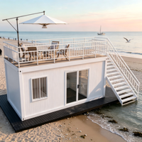 Maison modulaire conteneurisée à deux étages, type plat, avec terrasse sur le toit, design moderne, pour hôtel et usage extérieur, vacances et loisirs