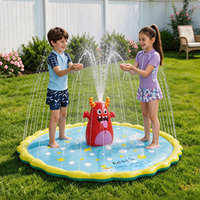 Tapis aquatique gonflable AirMyFun AF-10025 en PVC pour enfants, motif fusée, 170x170x60cm, épaisseur 0.2-0.3mm, pour moins de 5 passagers, usage extérieur