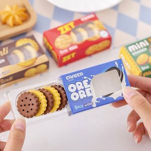 Gommes à effacer en forme de biscuits Kawaii, design créatif, lot de 5 pièces/boîte, pour cadeaux d'enfants, vente en gros - Product Image 3
