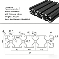 Profilé en aluminium à fente en T de norme européenne 40x160 pour machines CNC et équipements d'automatisation robustes