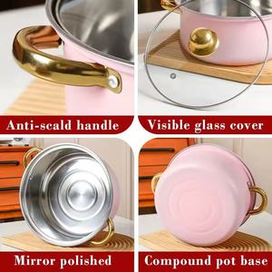 12-Piece Modern Aço Inoxidável Rosa Panelas <span class=keywords><strong>Set</strong></span> Kitchen Wares Incluindo Sopa Fritar Panelas De Leite para Cozinhar Material Metal - Product Image 2