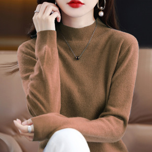 Maglione Pullover da <span class=keywords><strong>Donna</strong></span> in Misto <span class=keywords><strong>Lana</strong></span> a Collo Alto Taglie S-XXL, Maglia Larga a Tinta Unita, Novità Autunno/Inverno - Product Image 4