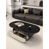 Table basse ovale moderne italienne en verre trempé avec rangement, multifonctionnelle pour petit salon, mobilier de maison