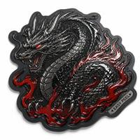 Autocollant personnalisé avec illustration de dragon, vernis sélectif UV, texture 3D en relief, étiquettes découpées pour le branding des artistes