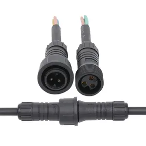 Conector de cabo de faixa de luz LED com fio de nylon preto em macho conector fêmea de 1,5 mm