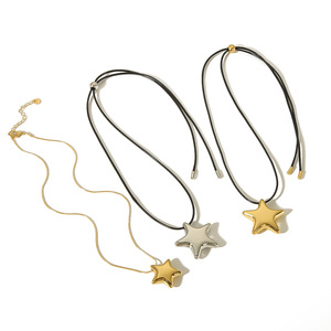 <span class=keywords><strong>Chaîne</strong></span> de corde de cire à la mode collier pendentif étoile à cinq branches collier en acier inoxydable plaqué <span class=keywords><strong>or</strong></span> 18 carats bijoux pour femmes et hommes - Product Image 6