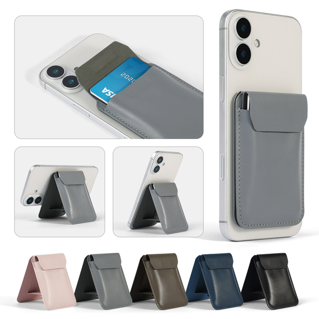 Magnetic Card Holder Wallet Slim Phone Accessories PU Leather Customized logo Promotional Corporate Business Gifts Bulk Price