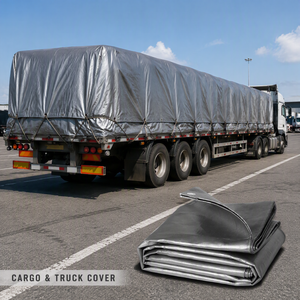 Waterproof <b>Tarpaulin</b> Outdoor Awning Cover 58/60 In Solid Gray Black Medium Weight Woven Fabric Plain Style - Product Image 2