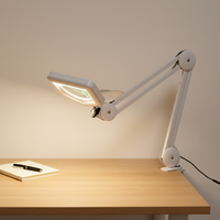 Lampe de bureau électrique simple avec loupe LED, USB, trois couleurs, moderne, flexible, bras articulé réglable, en aluminium, pliable, avec pince, lampes de table