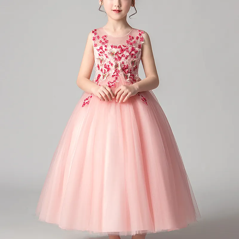 2020 New Design Kids Clothing Daily Tutu Dress with Beads Wholesale Flower Girls Dress Pink Mini Cute Blue Casual Gift Chiffon