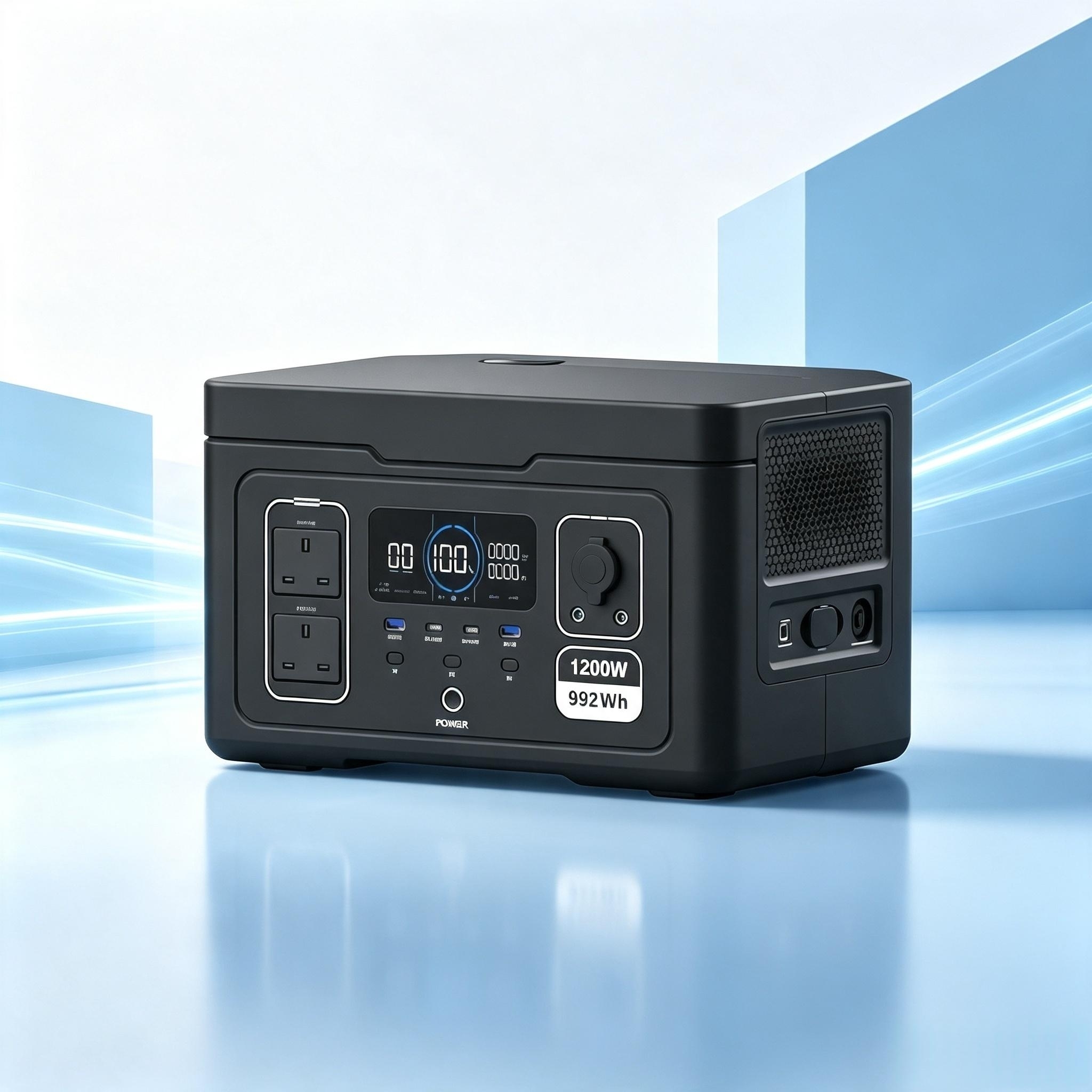 Portable Power Station 1200W Pure Sine Wave 992Wh LiFePO4 Lithium Battery Outdoor Camping Emergency Power Backup Solar Generator
