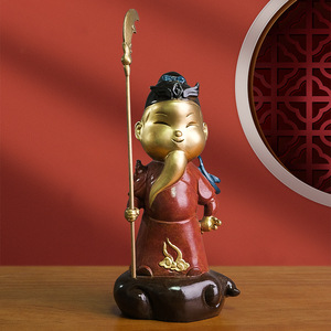 Figurine en laiton Guan Gong version Q, en cuivre et or, faite à la main, décoration de dessin animé, cadeau du Nouvel An chinois pour le salon - Product Image 1