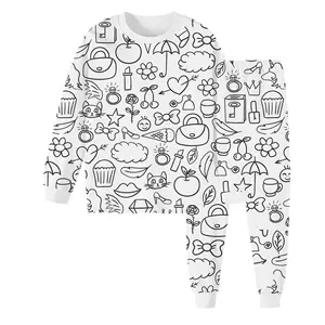 2024 nuevo conjunto de pijama Unisex DIY dibujo de algodón personalizado niños y niñas pijamas Bamnoo actividad de colorear para niños