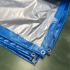Boxin Blue Silver PE Tarpaulin <b>Waterproof</b> Sunshade With Grommets Outdoor Cover - Product Image 1