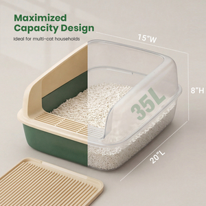 Lettiera <span class=keywords><strong>per</strong></span> Gatti Aperta con Bordi Alti, Protezione Antischizzo, Paletta Inclusa, Vassoio in Plastica Facile da Pulire <span class=keywords><strong>per</strong></span> Gatti Grandi - Product Image 4