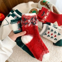 Chaussettes thermiques en polyester tricoté pour femme, thème Noël, motif bonhomme de neige brossé, mi-mollet, usage quotidien, collection automne/hiver