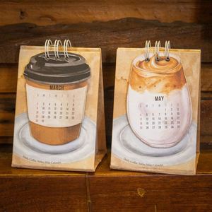 Coffee-Themed 2026 Planner with <b>Mini</b> Calendar and Memo Section for Office <b>Desk</b> - Product Image 1