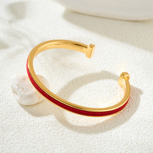 Red <b>String</b> Bracelet <b>Gold</b> Plated Cuff Women's Jewelry Gift Occasion Fashion Accessory - Product Image 4