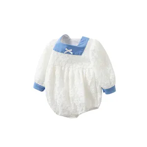 100% Cotton White Summer Baby Rompers Knitted New Born Clothes Girl Stocklot Lace Romper