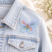 Patch brodé papillon irisé, applique colorée monocouche pour vêtements, sacs, chapeaux, jeans, décoration de loisirs créatifs à coudre.