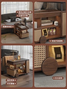 सॉलिड वुड लिफ्ट मूवेबल ट्रॉली बस ब्लैक वॉलनट होम रोटेटिंग लिविंग रूम सोफा कॉफी टेबल - Product Image 5