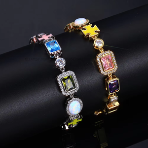 New Opal <b>Bracelet</b>, Colored <b>Gemstone</b> <b>Bracelet</b>, Men's Hip-hop Jewelry Accessories Customization Tanjing Fashion Lijing Necklace - Product Image 2