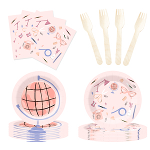 DAMAI New Customized Design Geometric Theme <b>Disposable</b> Dessert Dinner Paper Plates Cups Napkin Tableware Set for Party Supplies - Product Image 3