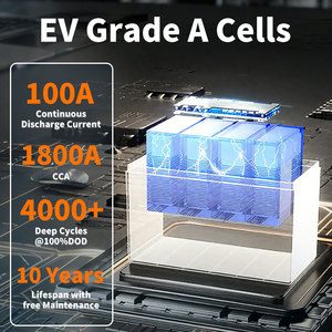 Bộ pin lithium chu kỳ sâu 12V LiFePO4 với BMS 4000 + 24V 100AH 200AH 300ah 100Ah + dung lượng - Product Image 6