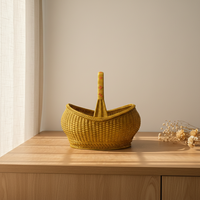 Panier de rangement coloré tissé à la main, panier ethnique Feng Shui pour fruits avec poignée, panier à fleurs, fournitures de Noël
