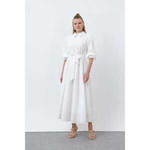 เดรสผ้าฝ้ายคอปก แต่งเข็มขัด ช่วงเอวธรรมชาติ เนื้อผ้าระบายอากาศดี เหมาะสำหรับใส่ทุกวัน สไตล์เรียบง่าย สบายๆ - Product Image 5