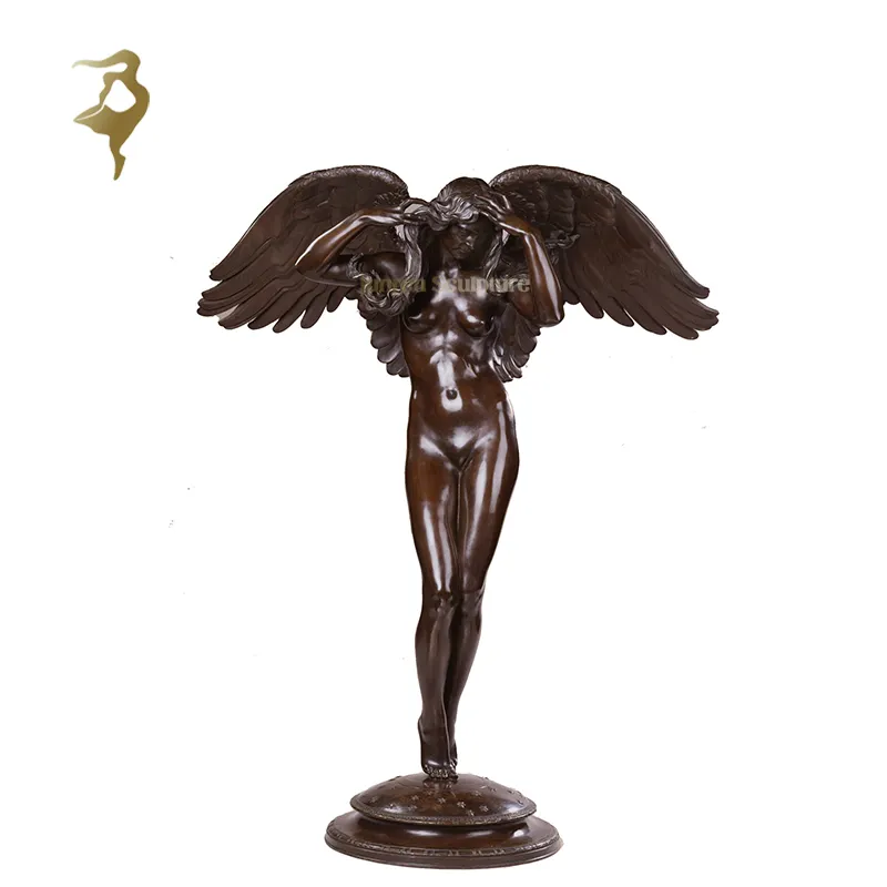 Carving life size european style figure bronze angel with wings statue sculpture