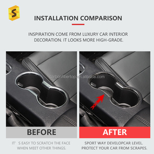 Décoration de panneau de commande central de couverture de cadre de tasse d'eau de fibre de carbone véritable pour <span class=keywords><strong>Ford</strong></span> <span class=keywords><strong>Mustang</strong></span> <span class=keywords><strong>GT</strong></span> cabriolet 2018-2021 - Product Image 6