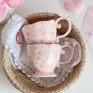 L Ins niedlichen kreativen rosa Blume Keramik Kaffeetasse Mädchen Herz 3d Schmetterling Big Water Cup - Product Image 3