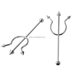 Joyería Industrial Única para Piercing de Barra, Pendiente de Cartílago con Forma de Tenedor con Bola y Cono, Venta al por Mayor - Product Image 4