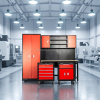 Gabinete de Herramientas Modular para Taller, Gabinetes de Almacenamiento de Herramientas de Acero para Garaje, Caja de Herramientas Combinada Grande, Banco de Trabajo para Garaje con Cajones