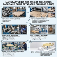 Ensemble table et chaises réglables en hauteur en forme de pétale pour mobilier scolaire et de maternelle, idéal pour les projets de salle de classe de maternelle
