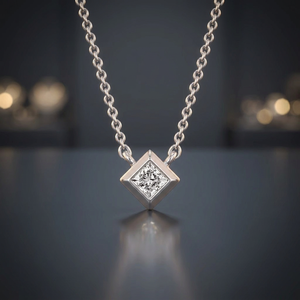 Collar de Joyería Fina de Diseño Contemporáneo de Lujo con Colgante de Órbita de Diamantes en Oro Blanco Arquitectónico para Novias - Product Image 2